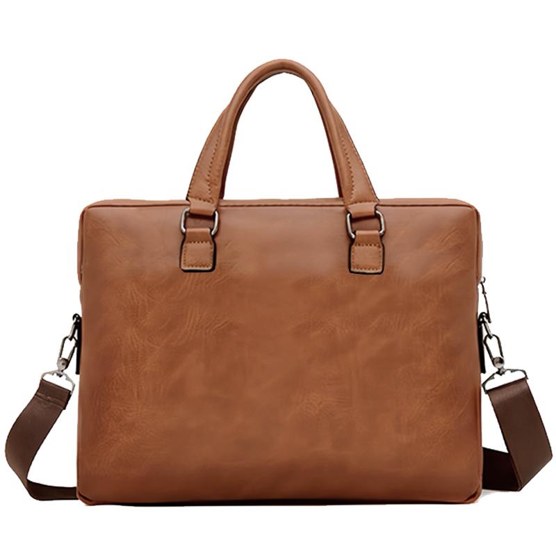 The neutral color men's handbag is suitable for business trips and can also be carried  e shoulder.It is made of PU material