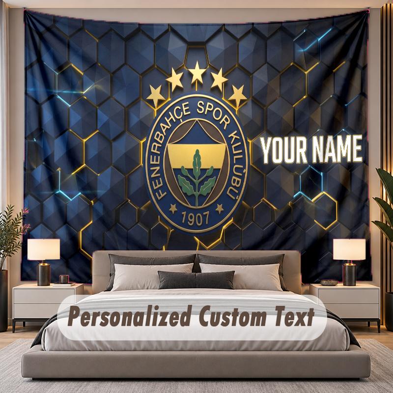 Custom Name Text Tapestry Fenerbahçe FC Personalized Polyester Wall Tapestry For Bedroom And Room