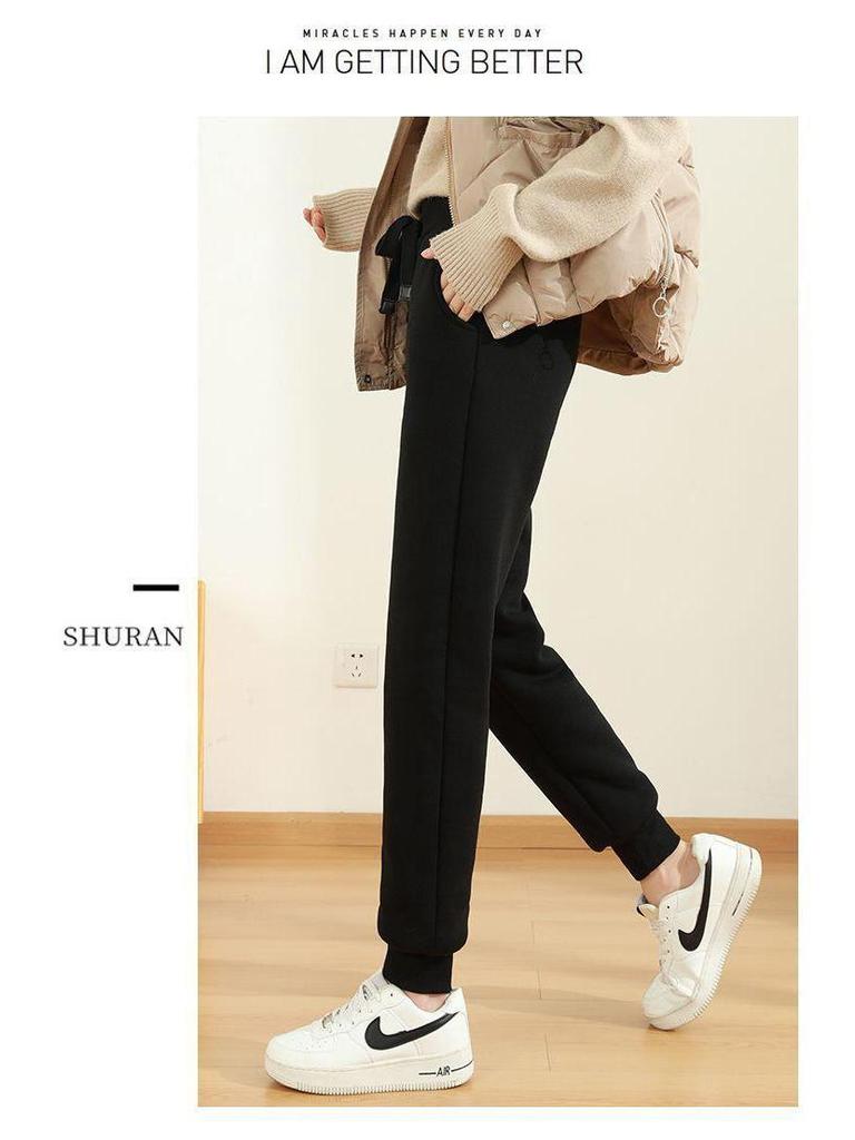Lambswool Velvet-Lined Winter Joggers - Thick, Loose-Fit Casual Sweatpants for Autumn/Winter