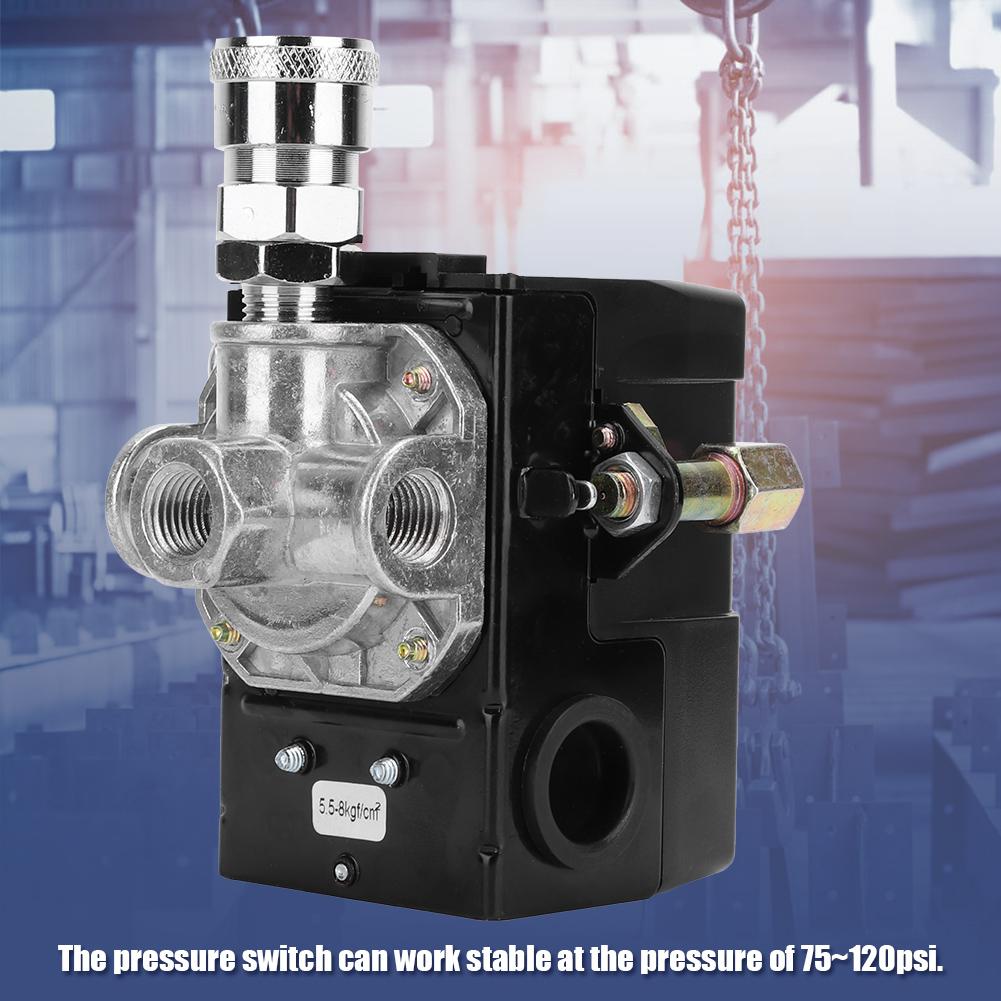 4 Hole Automatic Pressure Switch Control Valve G1 4  75 120psi 220V for Air Compressor