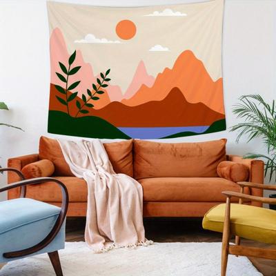 Mountain Landscape Tapestry Nature-Inspired Design For Room Decor Vibrant And Detailed Artwork