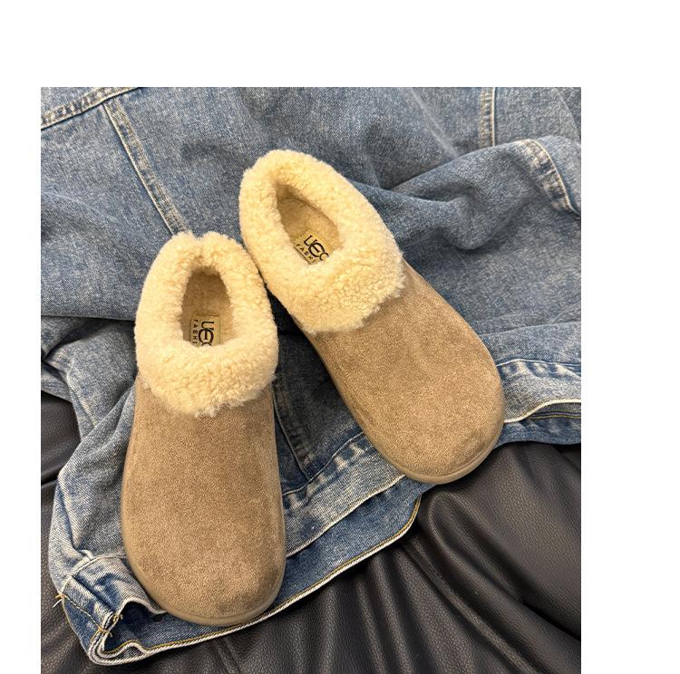 

Thick bottom all-inclusive matte and plush tug girl 2025 new autumn and winter solid color Boken soft bottom cotton slippers 40
