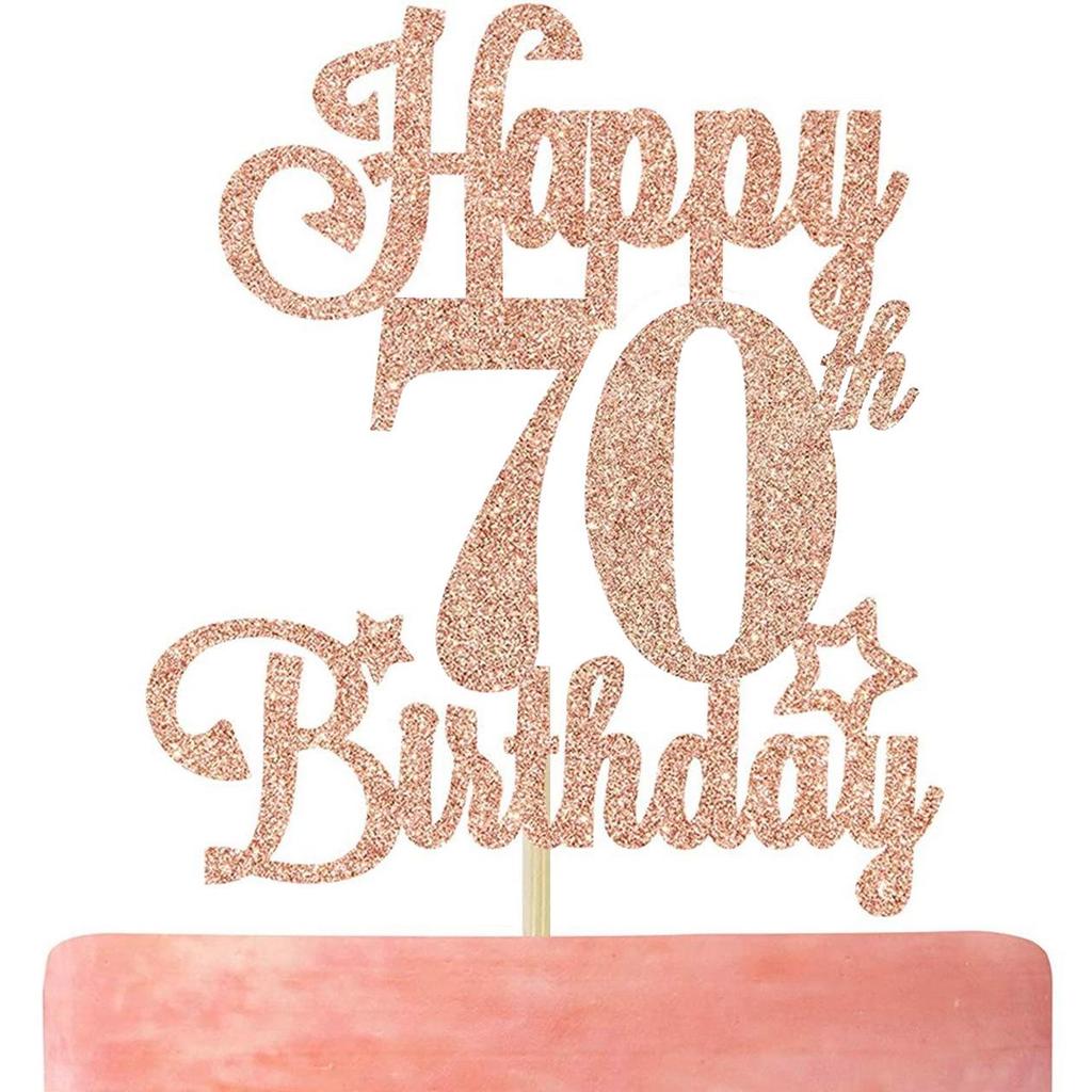 Glitter Birthday Cake Topper - Happy Birthday Party Decorations
