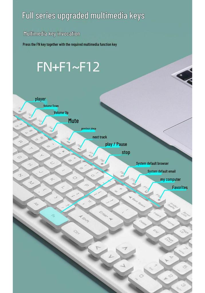 Chocolate Wireless/Wired Keyboard & Silent Mouse Set - Cute, Universal Laptop Accessory for Home & Office