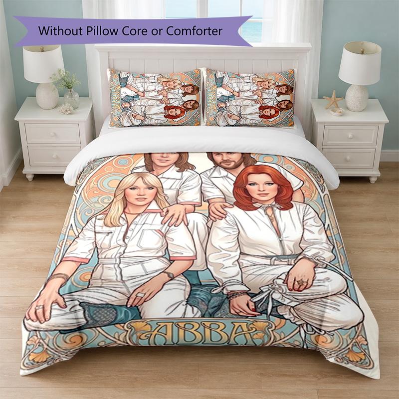 ABBA Print 3Pcs Duvet Cover Set 1 Duvet Cover and 2 Pillowcases Soft Bed Linen For Household Bedroom