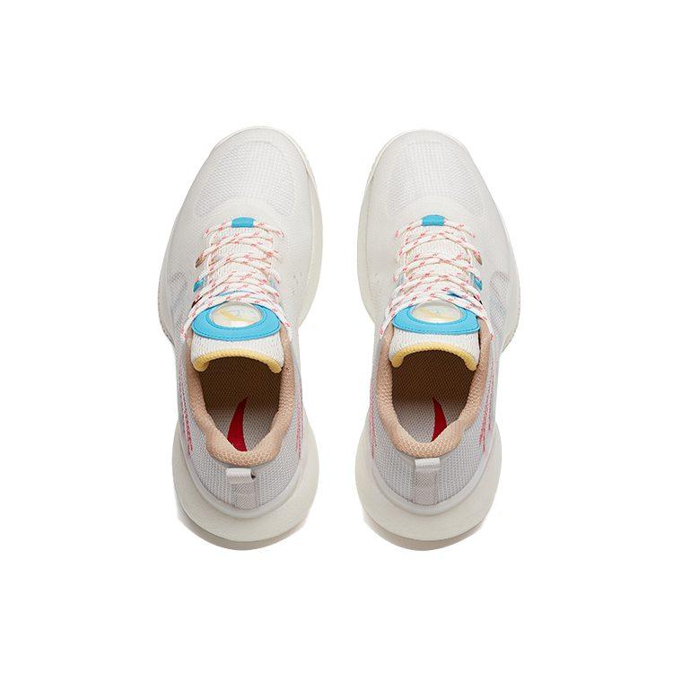 ANTA Cement Killer Basketball Shoes Men's Low Top Ivory White/Microchip Gray/Chlorine Blue 112121606S-10