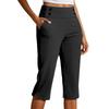Women High Waist Capri Pants with Pockets Split Hem Casual Sport Fitness Yoga Cropped Pants for Activewear