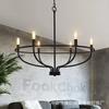 Living Room Iron Retro LED Ceiling Chandelier Pendant lamp Modern Dining Room Industry Decor Light Ring ight Home DecorFixtures