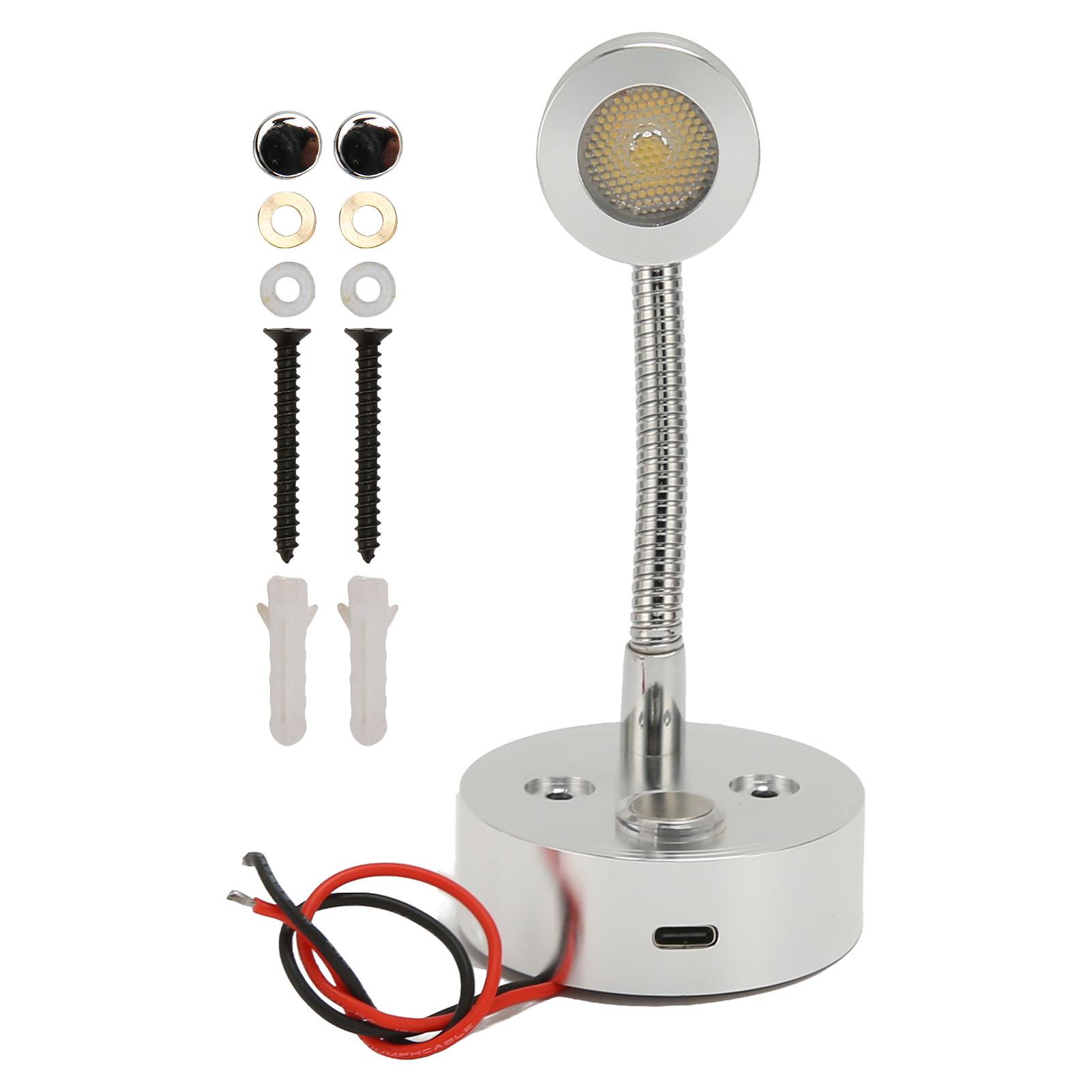 

Светодиодный прикроватный светильник для автофургона USB Type C 3 Цветовая температура Регулируемый сенсорный выключатель Хорошее рассеивание тепла