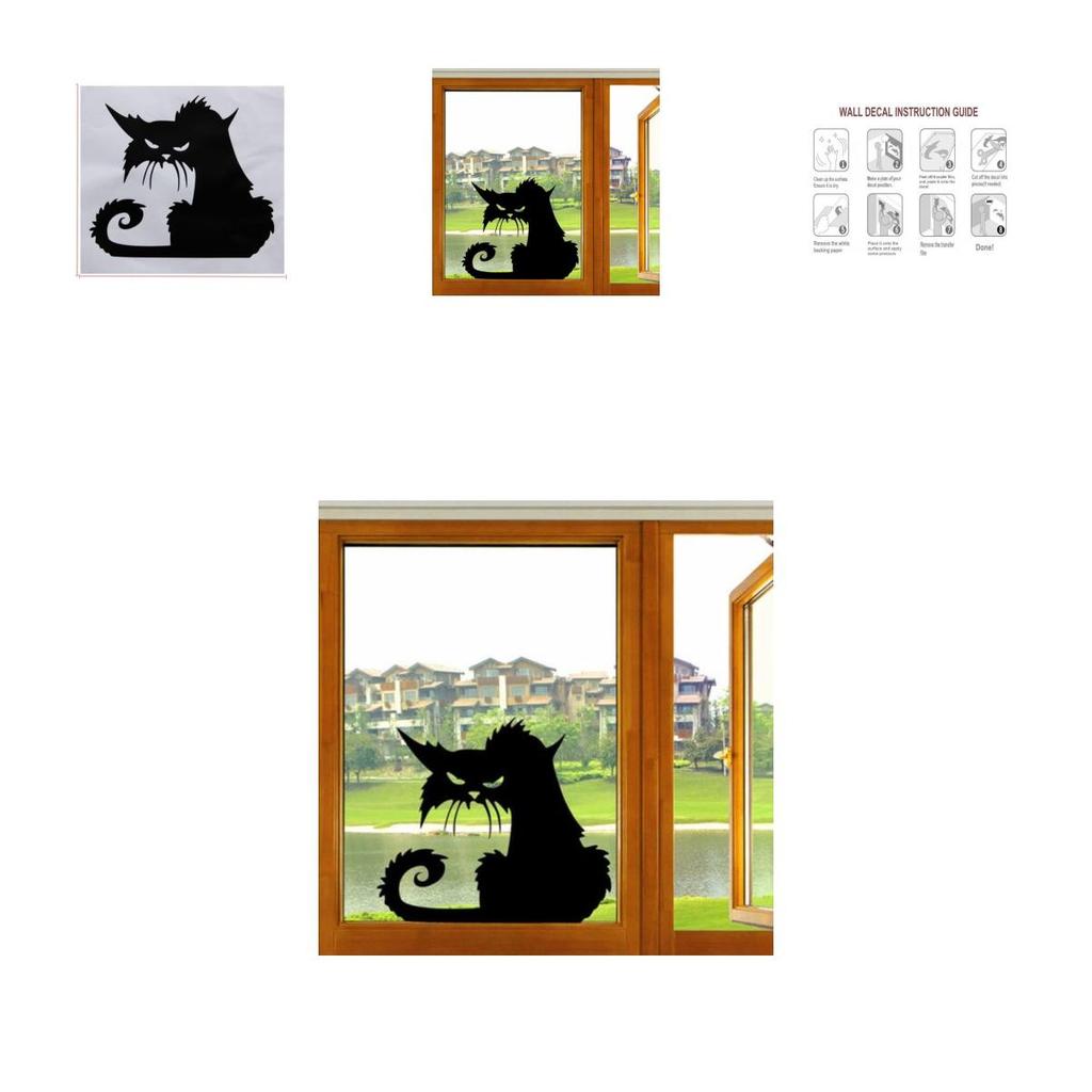 Halloween Terror Cat Shopwindow Wall Stickers Home Decor Room Mural Decals Art