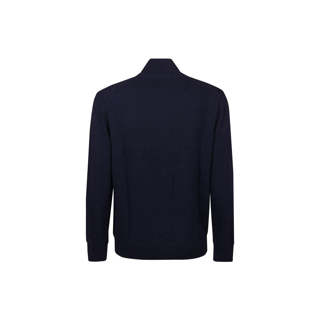 Polo Ralph Lauren Solid Color Zip Neck Long Sleeve Wool Sweater Men sweater Navy-Blue 710876719-001