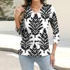 Women's Casual Fashion Floral Print Three-quarter Sleeve Button Cardigan Top