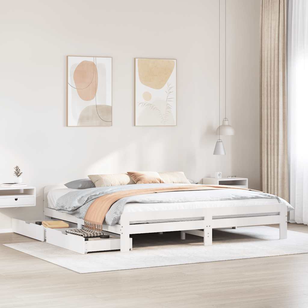 Solid Wood Bed without Mattress White 200x200 cm Pine Wood