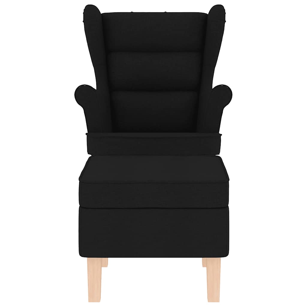 Rocking Chair with Footstool Black Fabric