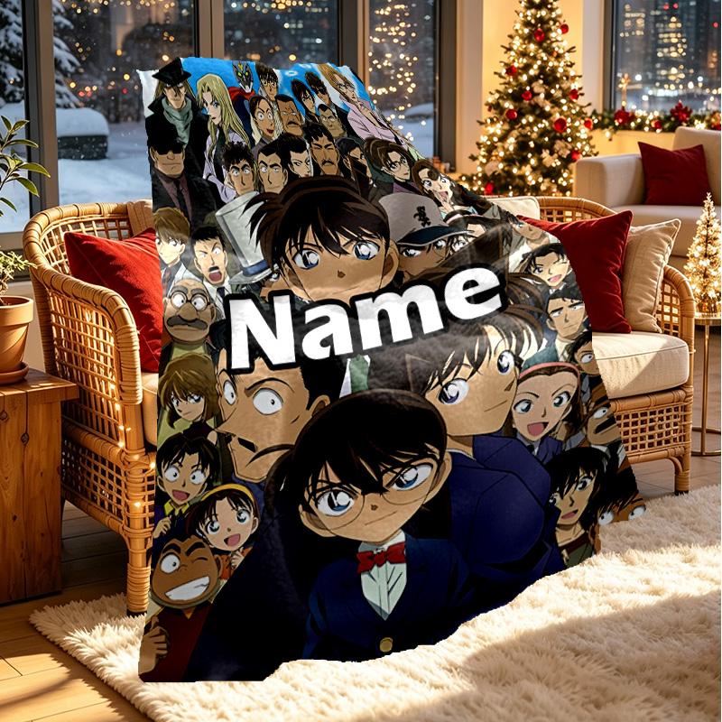 Manta Personalizada con Nombre y Estampado de Anime, Decoración del Hogar, Dormitorio, Sofá, Acampada, Sillón, Regalos para Cumpleaños Navidad