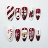 Pieces Striped Elk Snowflake Candy Almond Shaped Press On False Nails