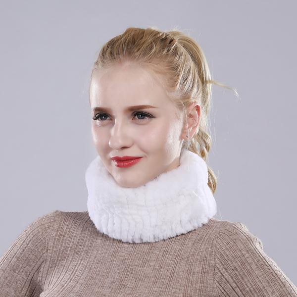 Winter Women Knitted Fluffy Real Rex Rabbit Fur Scarf Natural Soft Rex Rabbit Fur Headband Girls Warm 100% Genuine Fur Scarves
