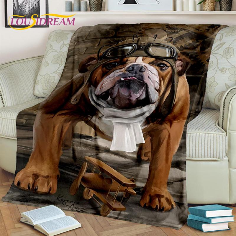 Cartoon French Pit Bull Dog Pet 3D Blanket,Soft Throw Blanket for Home Bedroom Bed Sofa Picnic Travel Office Cover Blanket Kids