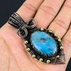 Neon Blue Apatite Gemstone Pure Copper Wire Wrapped Handmade Pendant Jewelry For Gift
