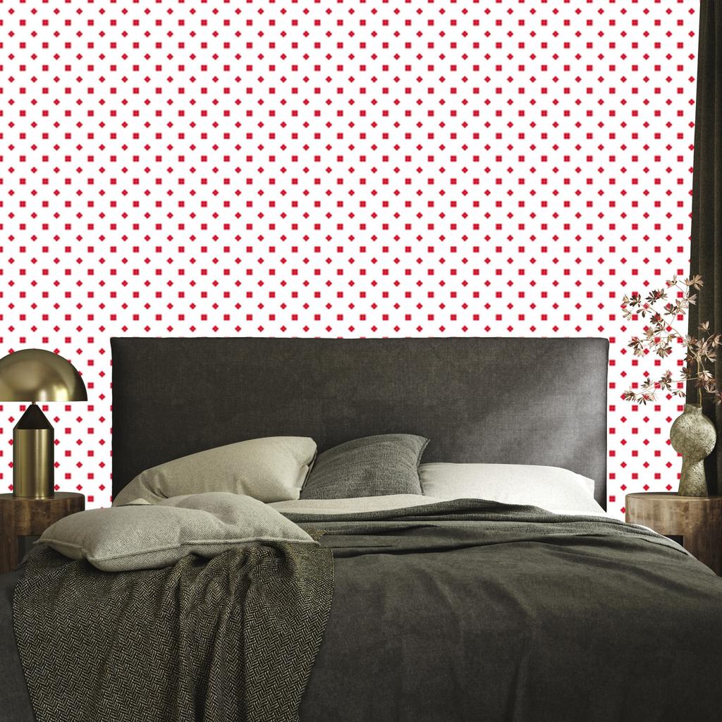 White and coral dots wallpaper, small detail for living room and bedroom 50x1000