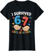 I Survived 67 Days Of School Funny Six Seven Graphic Ladies' Crewneck T-Shirt