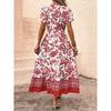 Blue Retro Ethnic Print Vacation Casual Slim Waist Dress Women's Fashion Hot Selling Crossbody Apparel