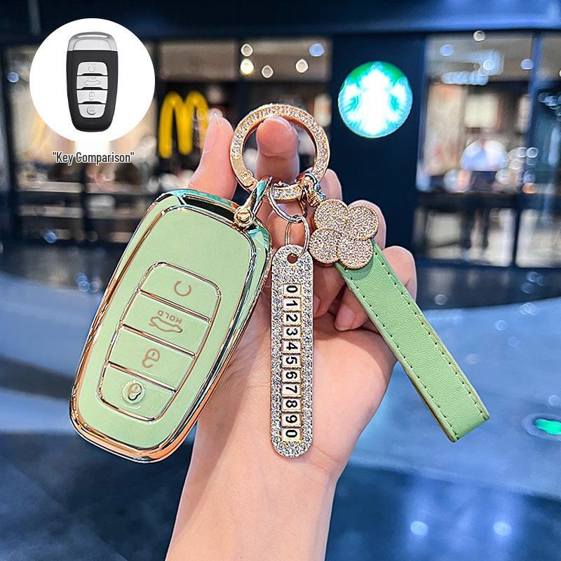 Premium Key Cover for Hongqi H5, HS5, H6, HS3, H9, HS6, EQM5, HS7 - Elegant Car Shell Buckle