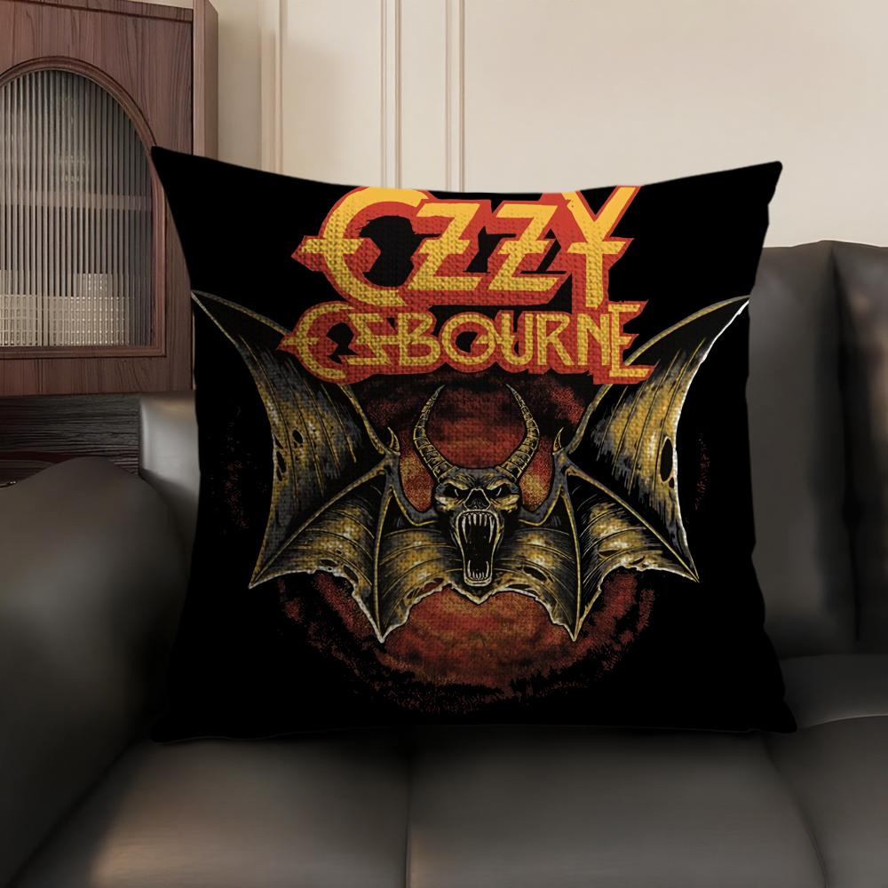 LOGO OOzzy Osbourne Cushion Cover Natural Linen Organic Fabric DoubleSided Printing Sofa Home Decor Gift Pillow Case