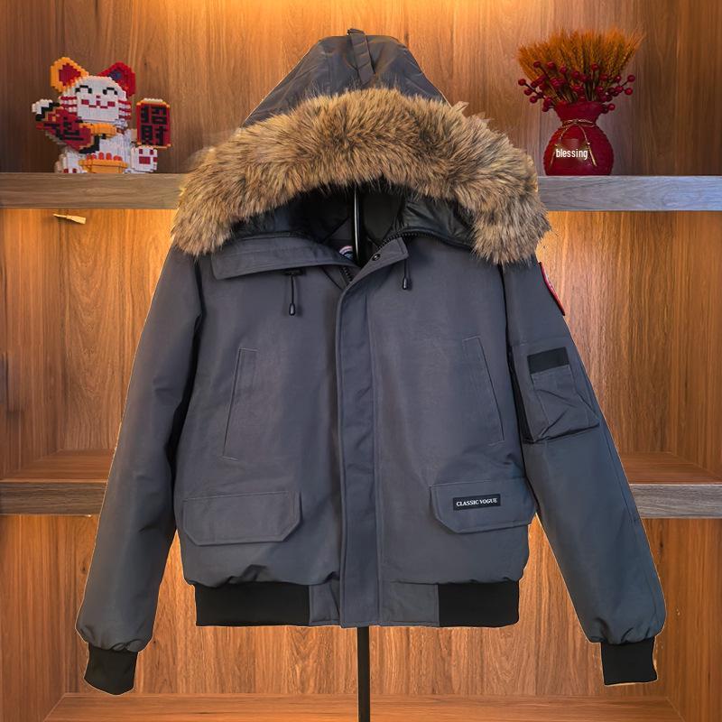 Chaqueta de Plumas de Ganso Estilo Motero Retro Americano de Moda para Hombre 2026