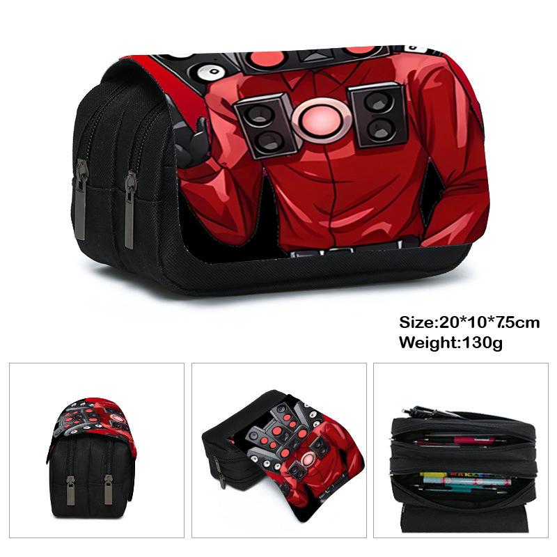 Printed Polyester Pencil Case, Large-Capacity Storage Bag, Double-Layer Flip Cover, Stationery Box.
