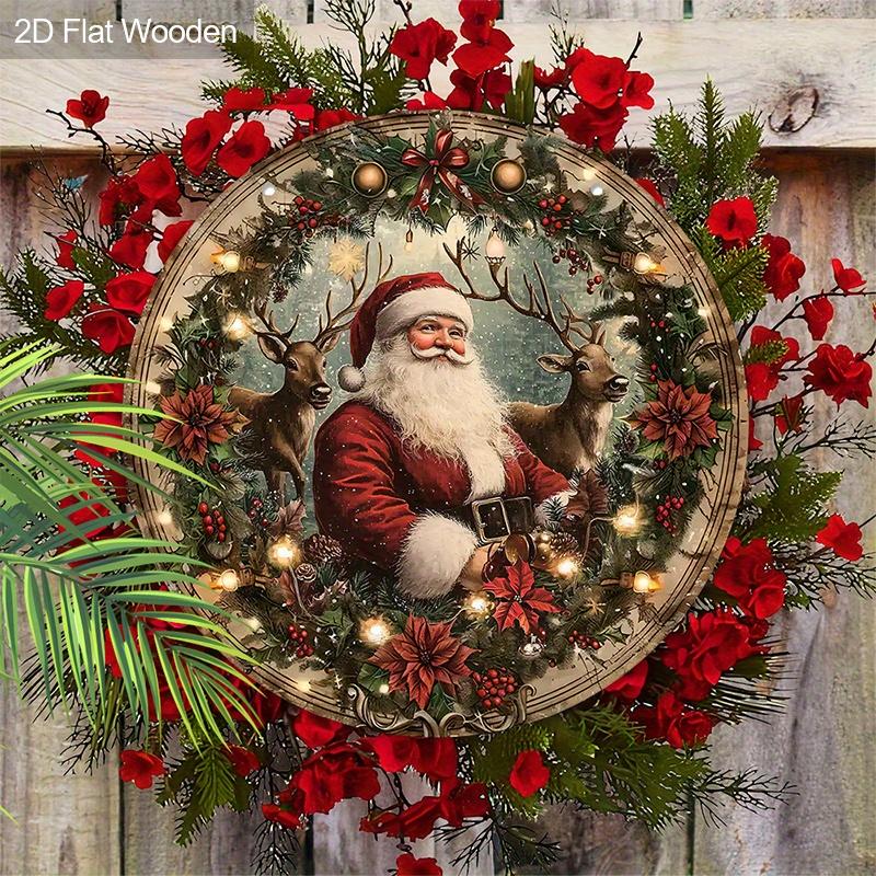 Christmas decoration sign,indoor hanging decorations,2D flat Wooden products with The pattern is Santa Claus,Christmas gifts for friends and family