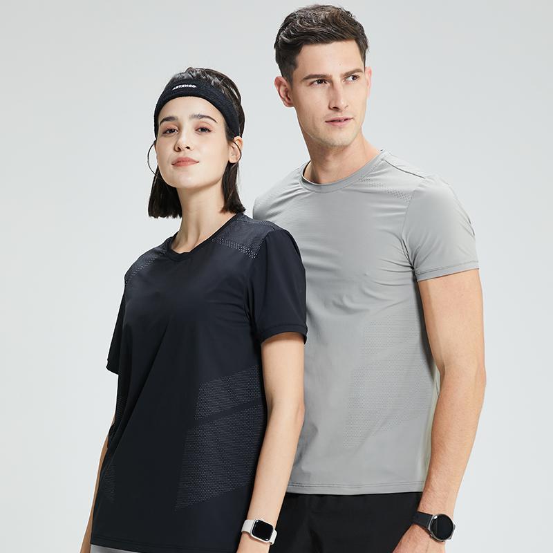 Mens Running T-shirt Breathable Trainin Tops Outdoor Workout Sweatshirt Male Muscle Fit Short Sleeve Tees Gym Sweatshirt Elastic