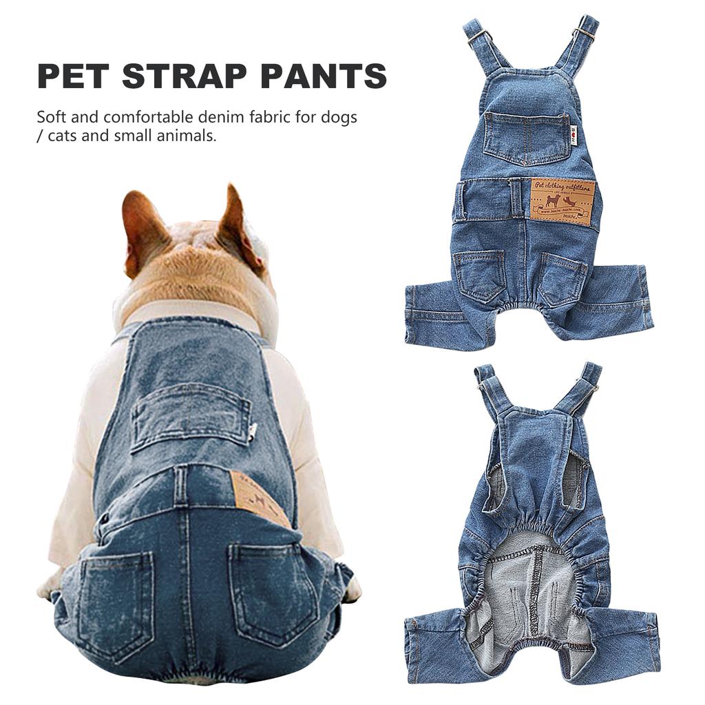 Hund Denim Overall Mode Haustier Jeans Latzhose Bequeme Welpen Kostüme Reine Baumwolle Hundekleidung für Kleine Mittlere Hunde und Katzen