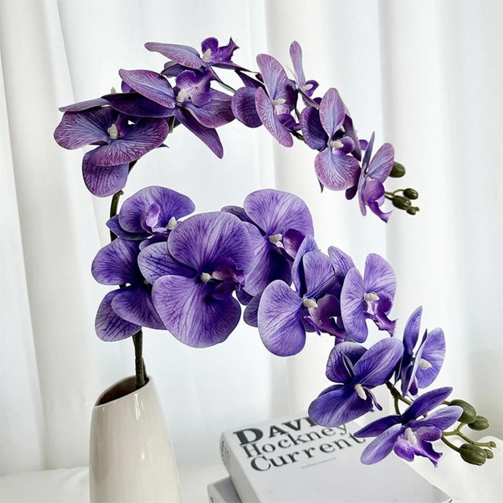 98cm Artificial Phalaenopsis Branch 3D Printing Fake Moth Orchids Green Plant  Wedding Party