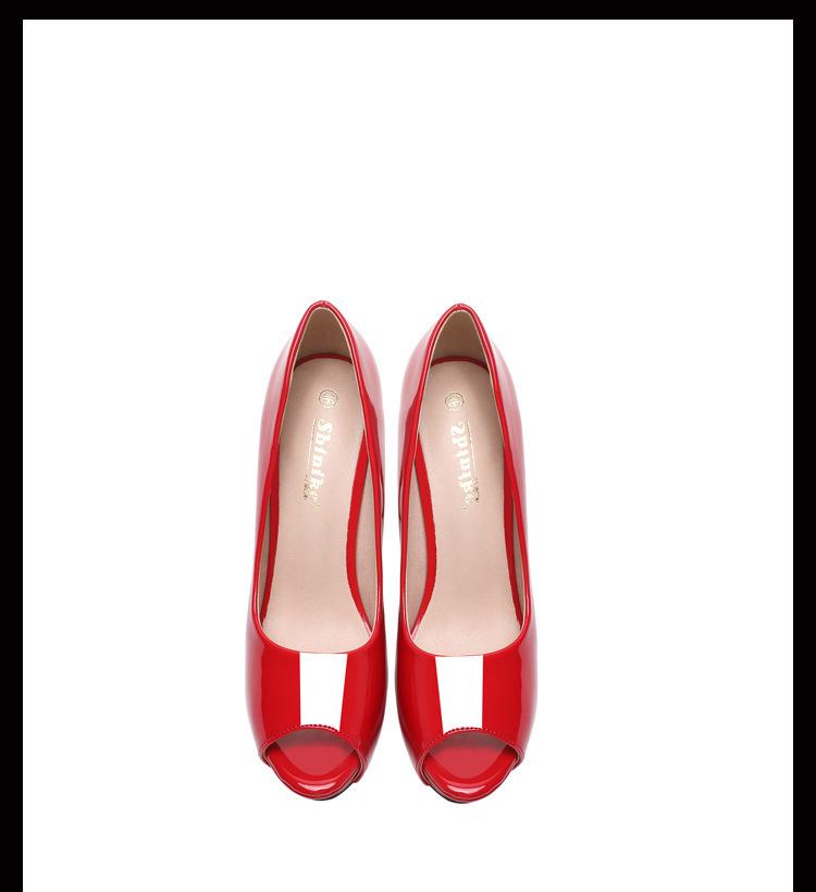 Women's High Heel Stiletto Peep Toe Platform Patent Leather Nightclub Shoes