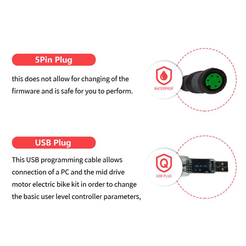 USB Programming Cable Cord for BAFANG BBS01 S02 S03 BBSHD E-bike Mid Drive Motor
