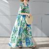 Plus Size Women Summer Long Dress Elegant Oversize Loose Bohemian Short Sleeve Dresses Flower Holiday Beach Dress