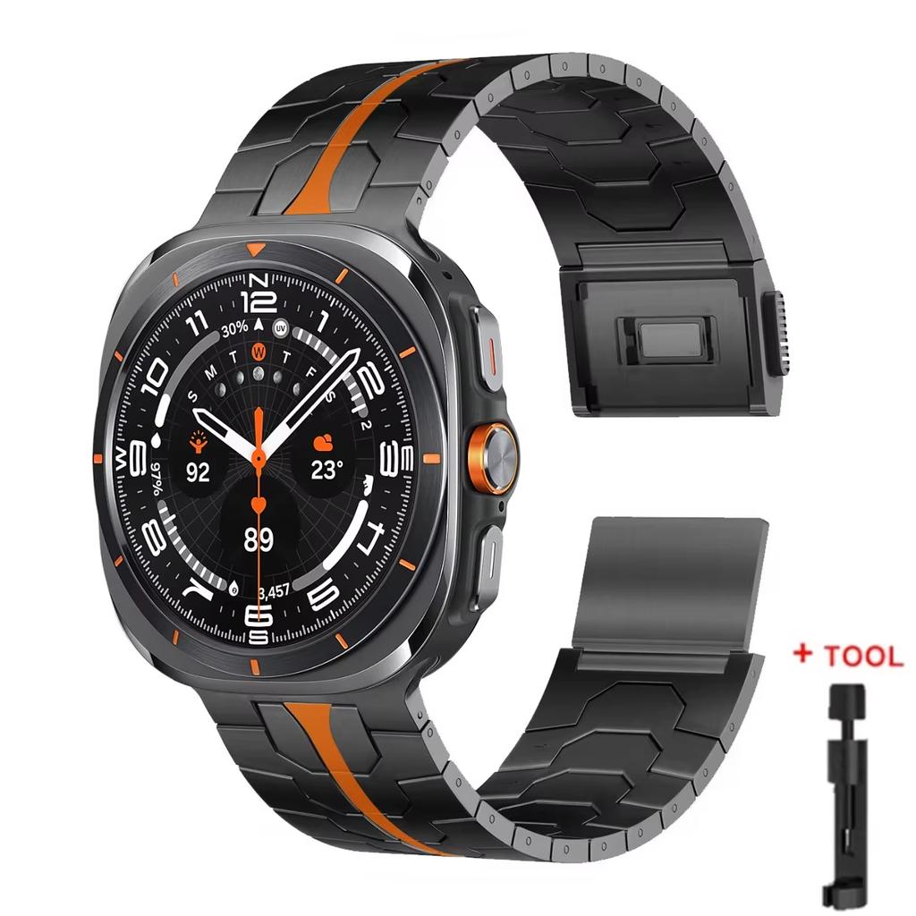 Magnetic Clasp Strap for Samsung Galaxy Watch 7 Ultra 47mm Stainless Steel Wristband for Samsung Watch 7 Ultra 47mm Metal Strap