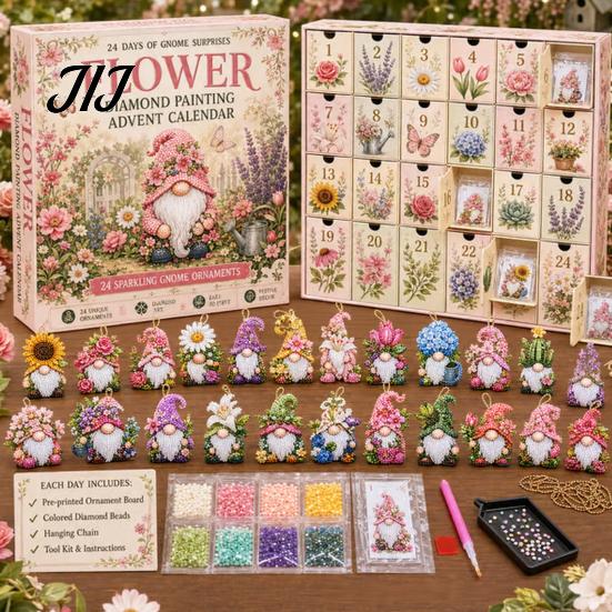 Scatola Conto alla Rovescia per Rituale di Halloween Calendario dell'Avvento Gnomo, Arte Creativa con Diamanti Finti Fai-da-te per Natale Idea Regalo Festivo Kit Creativo, Ornamenti da Appendere Fatti a Mano
