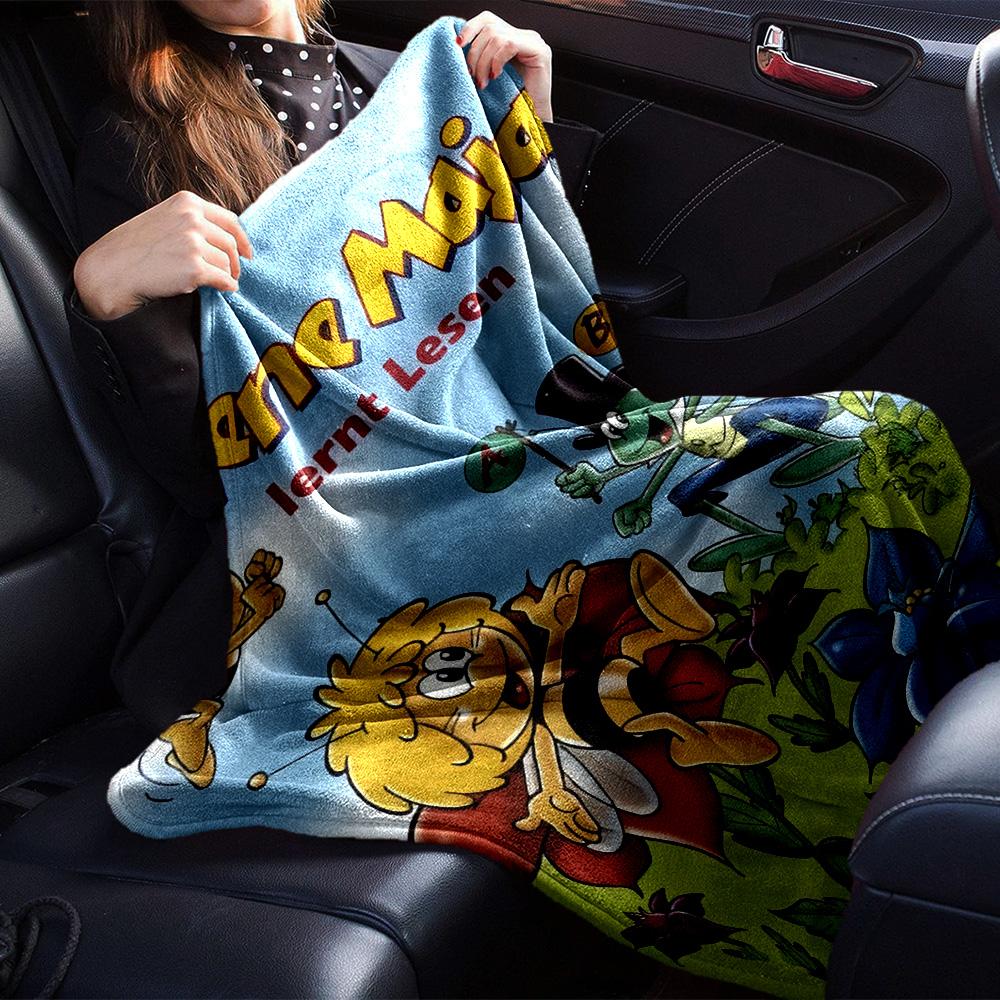 Die Biene Maja Cartoon Bee Anime Print Flannel Blanket Soft Warm Throw Blanket for Sofa Bed Living Room