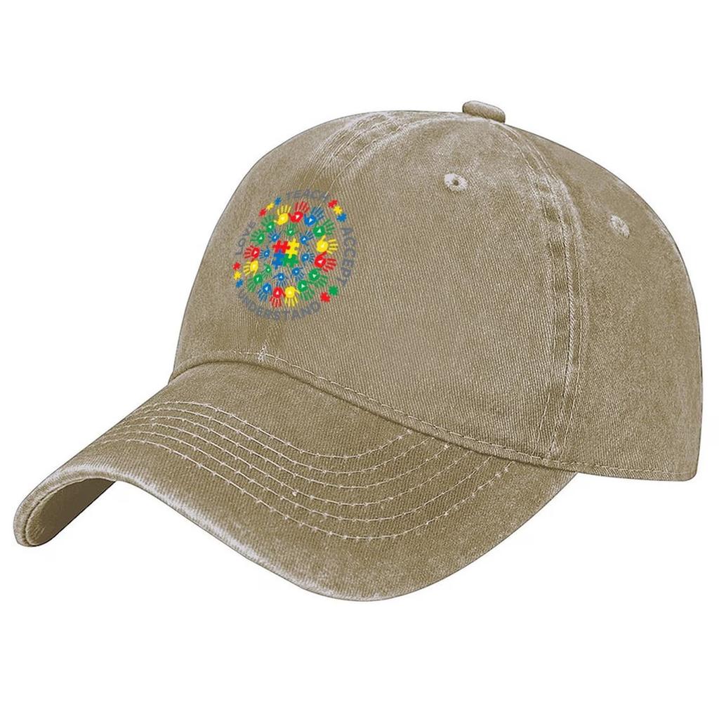 Autism Awareness Hands Baseball Cap Washed Cotton Adjustable Curved Brim Casual Outdoor Hat