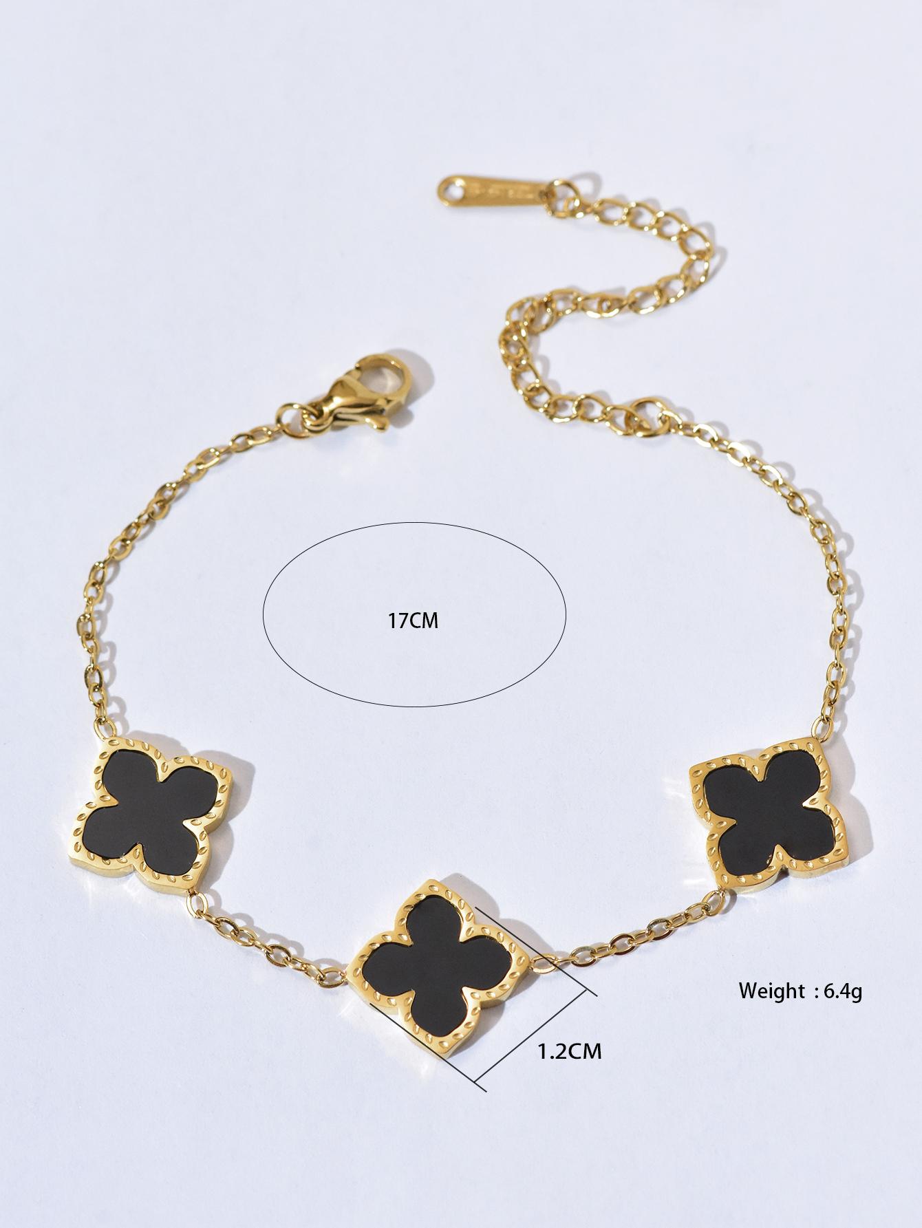 

1 Piece Fashion Light Luxury Clover Stainless Steel Bracelet Women Premium Design Suitable for Daily Match