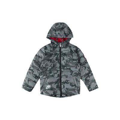 Winter Full Print Pattern Zipper Hooded Down Jacket Kids Outerwear Gray HA5143-030