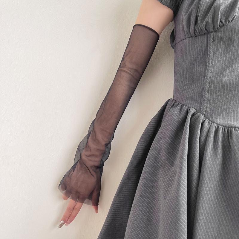 Transparente Mesh Sonnenschutz Lange Armstulpen Sexy Dünne Spitze Tüll Handschuhe Kostümparty Hochzeit Brautkleid Ellbogenhandschuhe