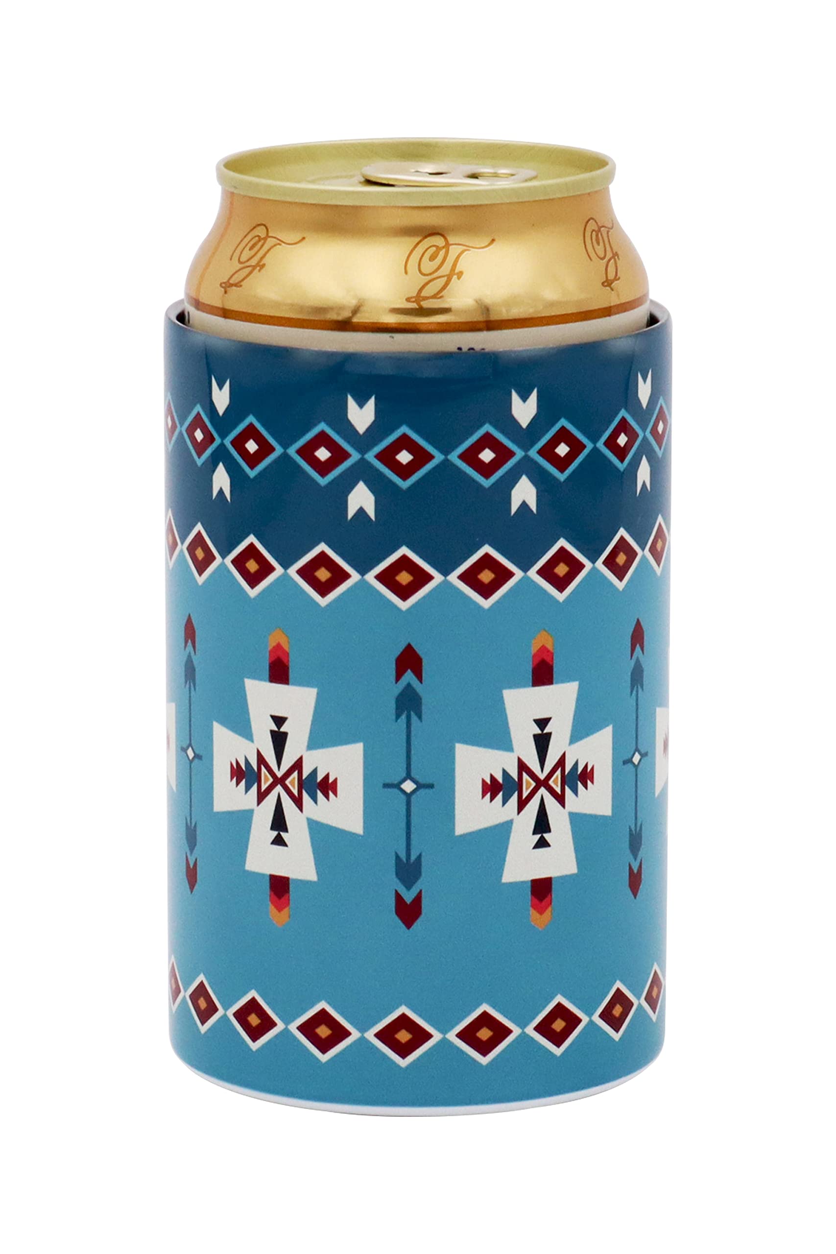 

Ogura Pottery Can Holder, 350ml, Vacuum Insulated, Keeps Cold and Warm, for Tumblers, Native American Pattern (for 350ml Cans, B. Blue)