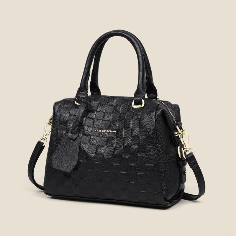 Damska torebka crossbody ze skóry naturalnej 2025 - Duża pojemność, do pracy, poduszka, torba Boston