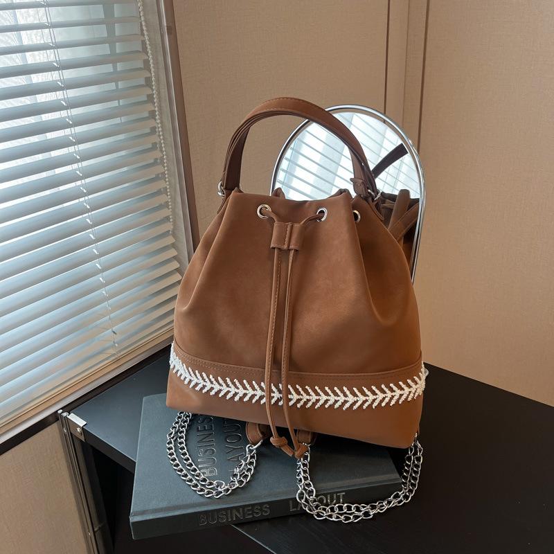 Large-capacity bag women's spring and summer new casual shoulder bucket bag high-end multi-functional backpack