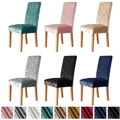 1 pz Coprisedia Schienale Alto Velluto Diamante Dorato Elasticizzato Coprisedie per Sala da Pranzo Matrimonio Banchetto Spandex Decorazione Casa Custodia