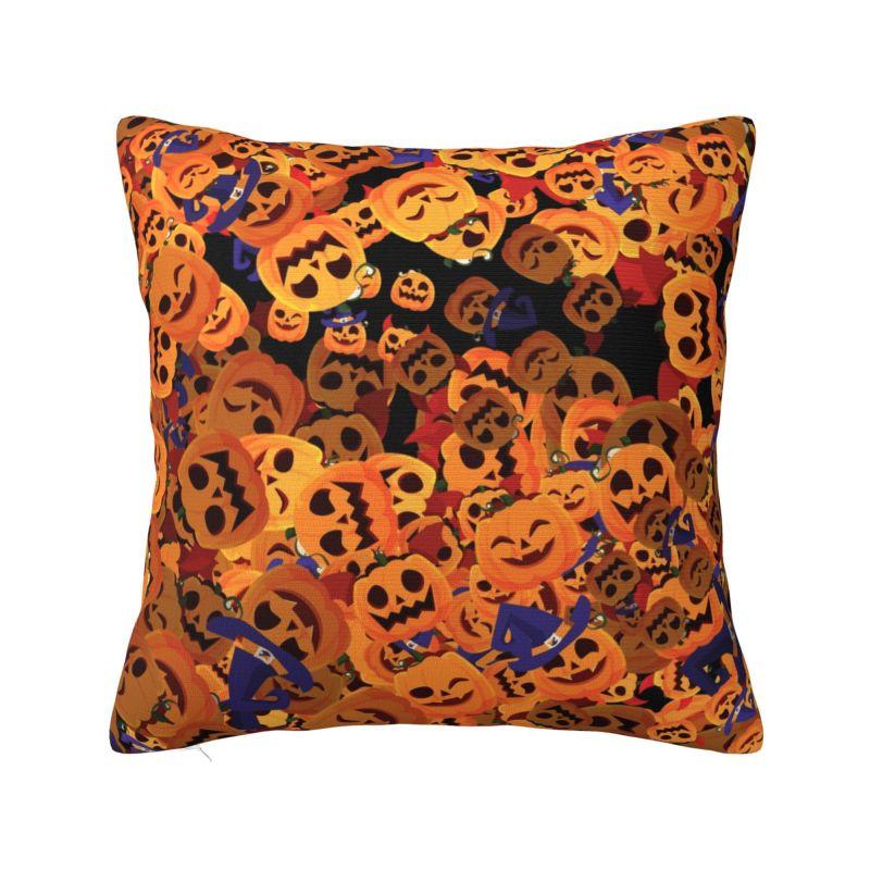 Custom Halloween Pumpkin Witch Skull Pattern Pillowcase Luxury Cushion Cover Car Pillowcase