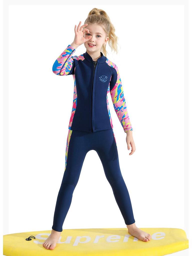 2.5mm Kids' Long Sleeve Two-Piece Diving & Surfing Wetsuit for Boys and Girls - Cold Protection & Jellyfish Shield